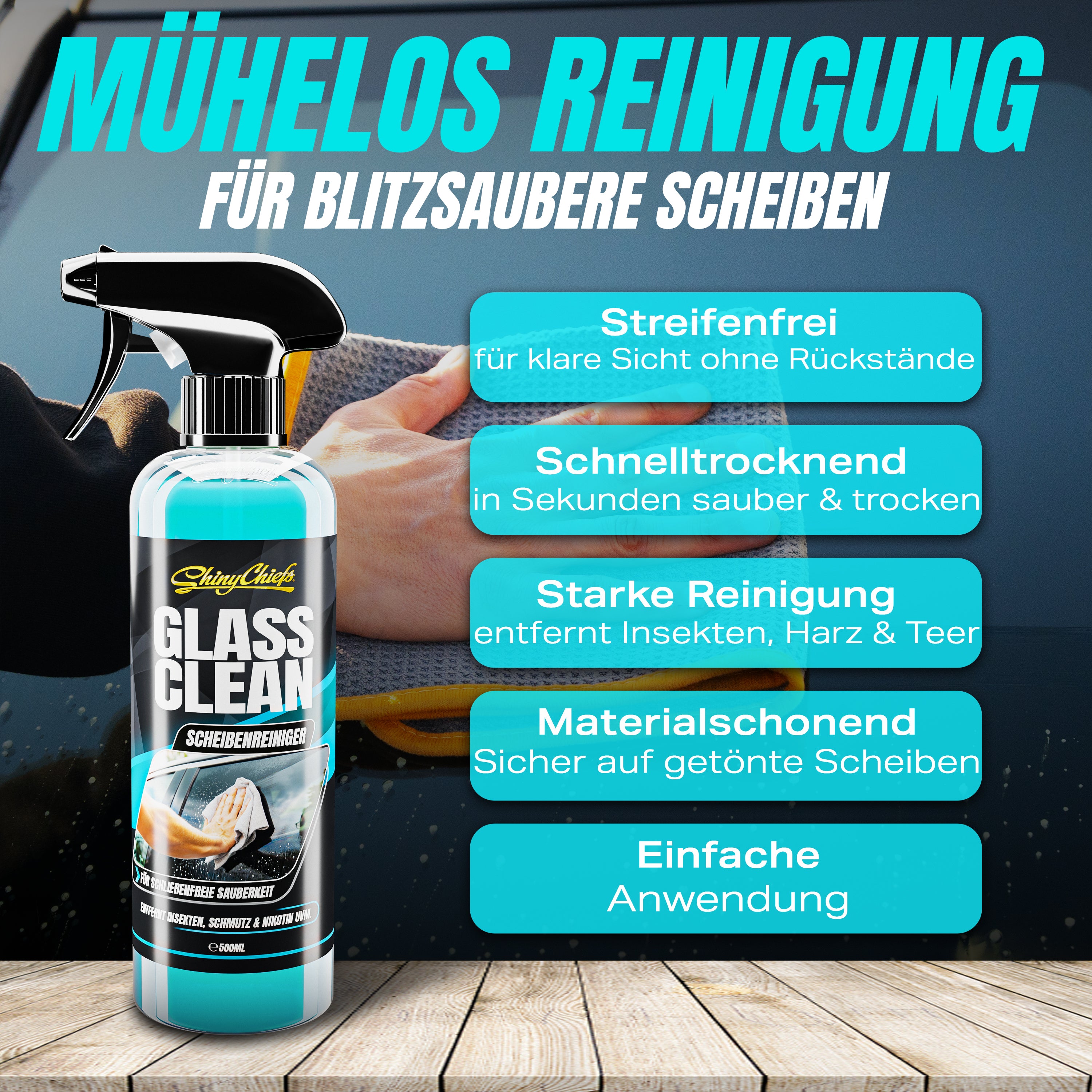 RAIN ARMOR - GLASVERSIEGELUNG + GLASS CLEAN - GLASREINIGER SET