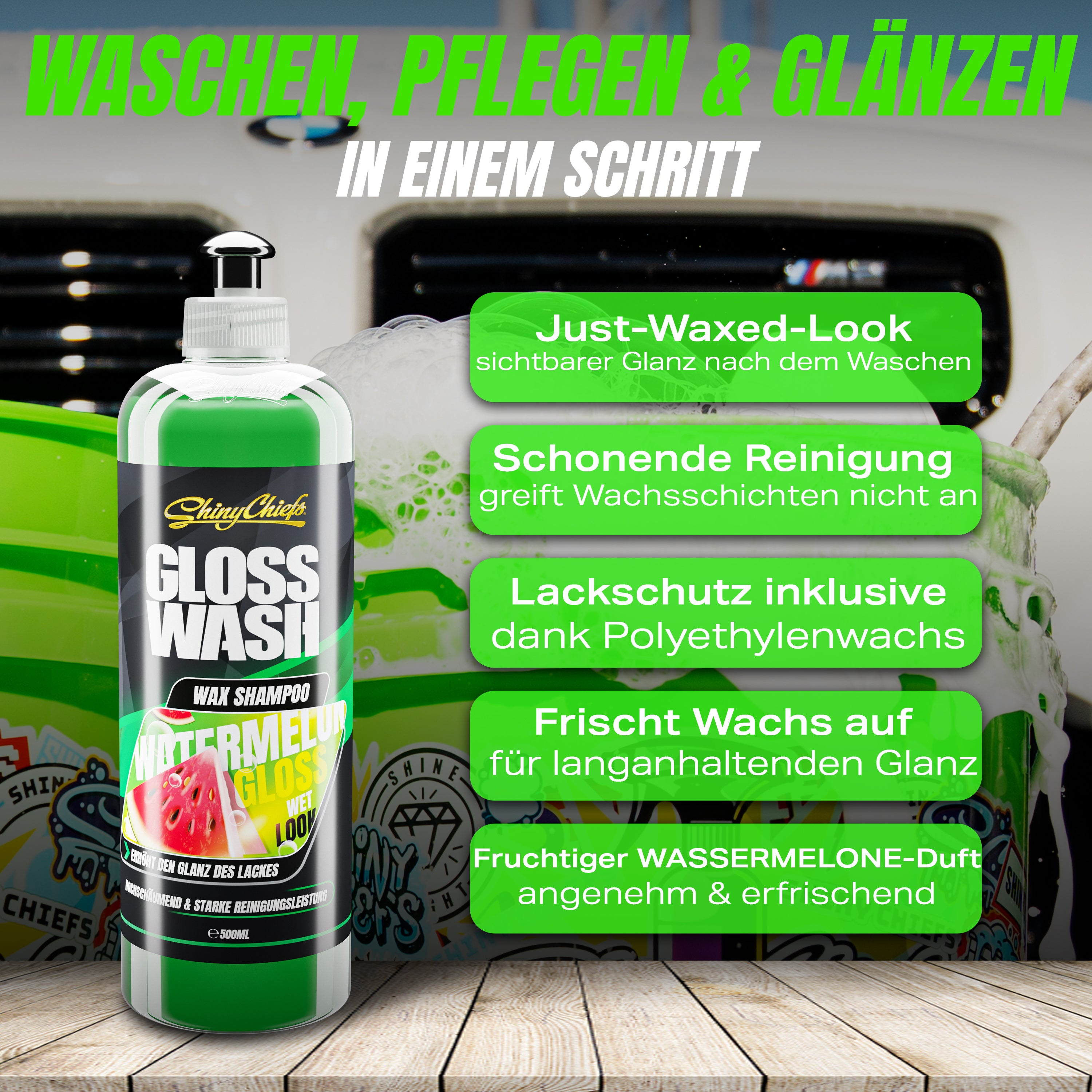 GLOSSWASH SHAMPOO KIT - WASH & WAX (3x500ml)