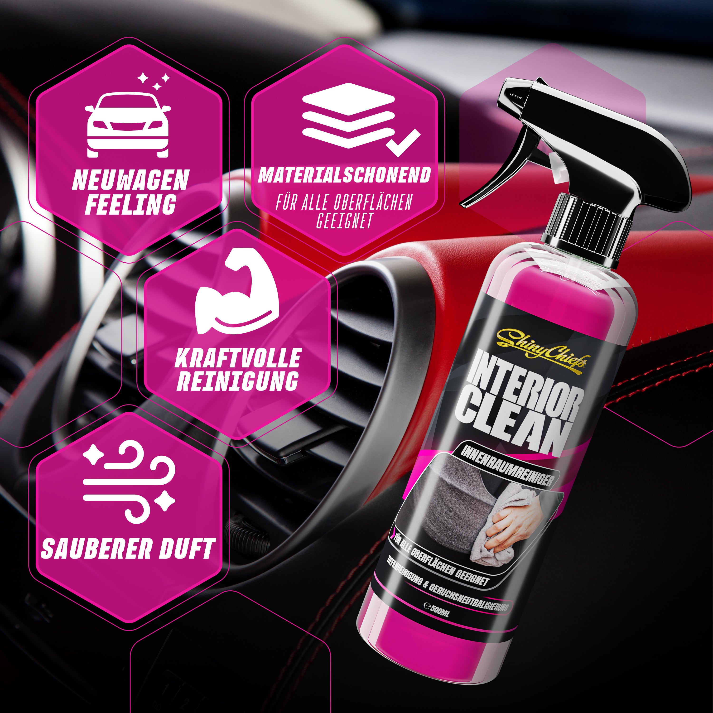 INTERIOR CLEAN - Universal Reiniger 500ml Set + DETAIL BRUSH - ULTRA SOFT PINSEL
