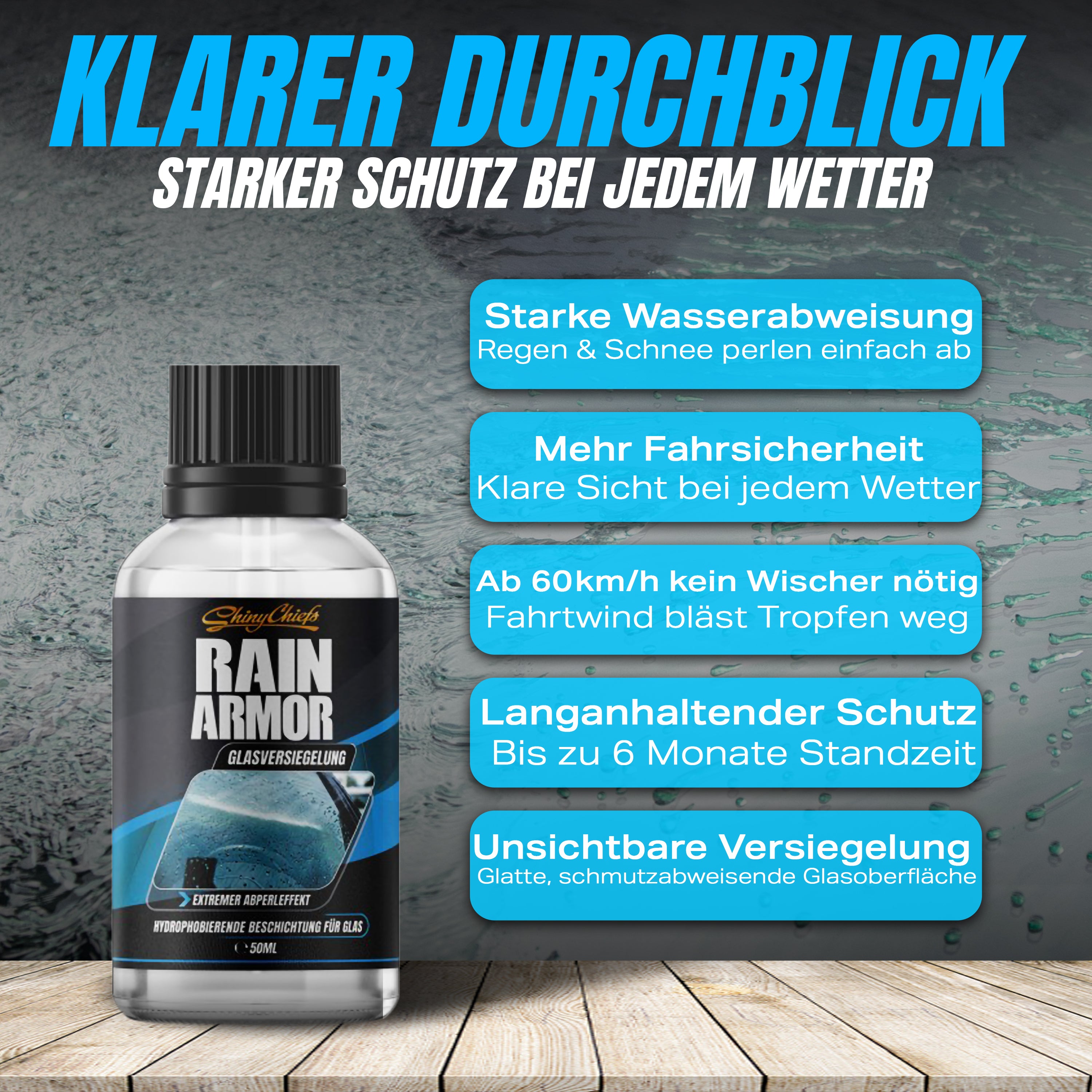 RAIN ARMOR - GLASVERSIEGELUNG + GLASS CLEAN - GLASREINIGER SET