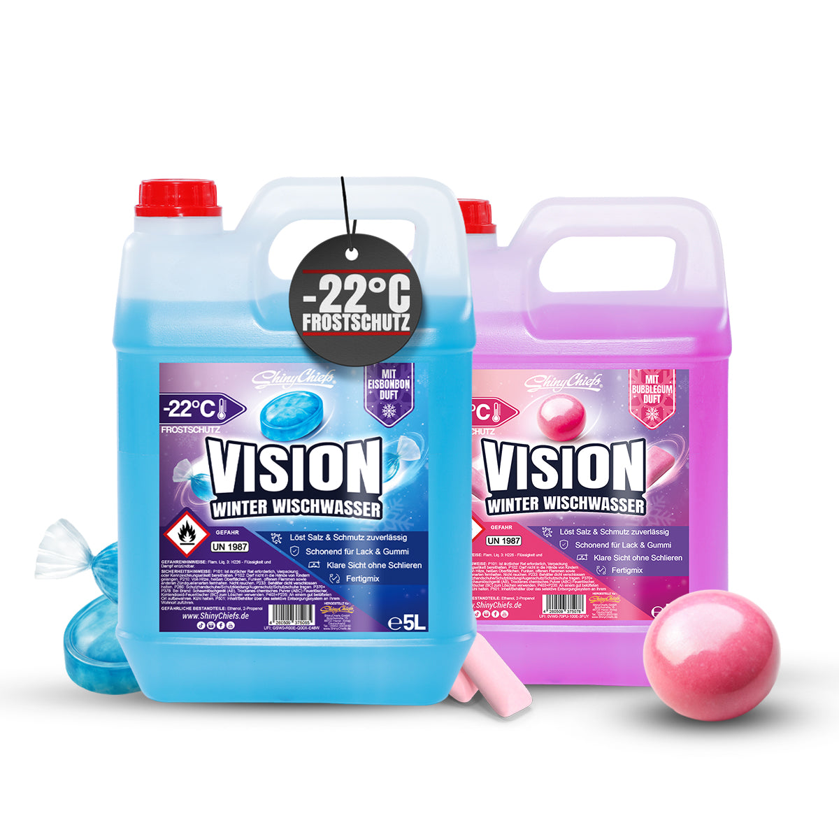 VISION - WINTER WISCHWASSER "BUBBLEGUM" + " EISBONBON" 2x5L