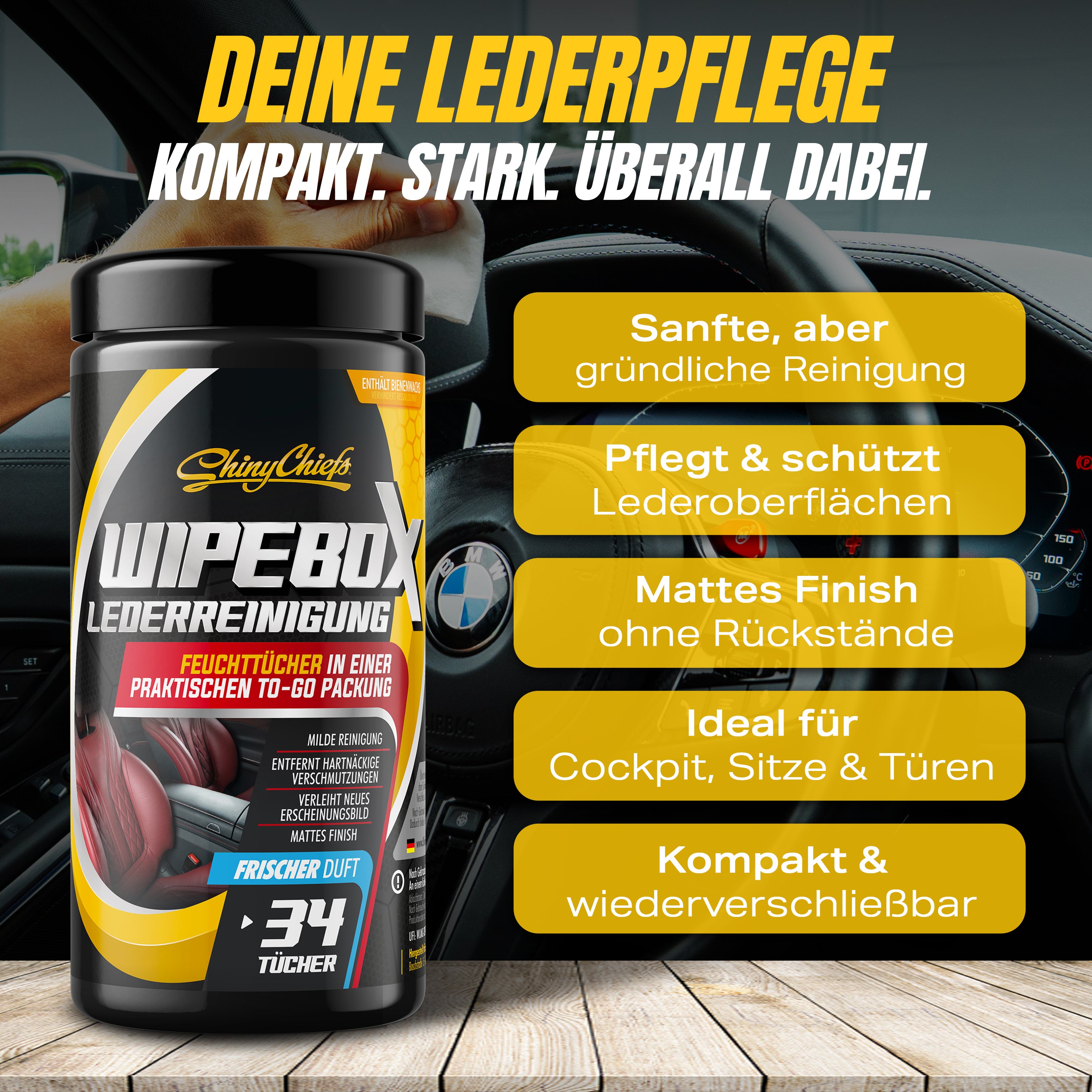 WIPEBOX - LEDER TÜCHER (34 Tücher)