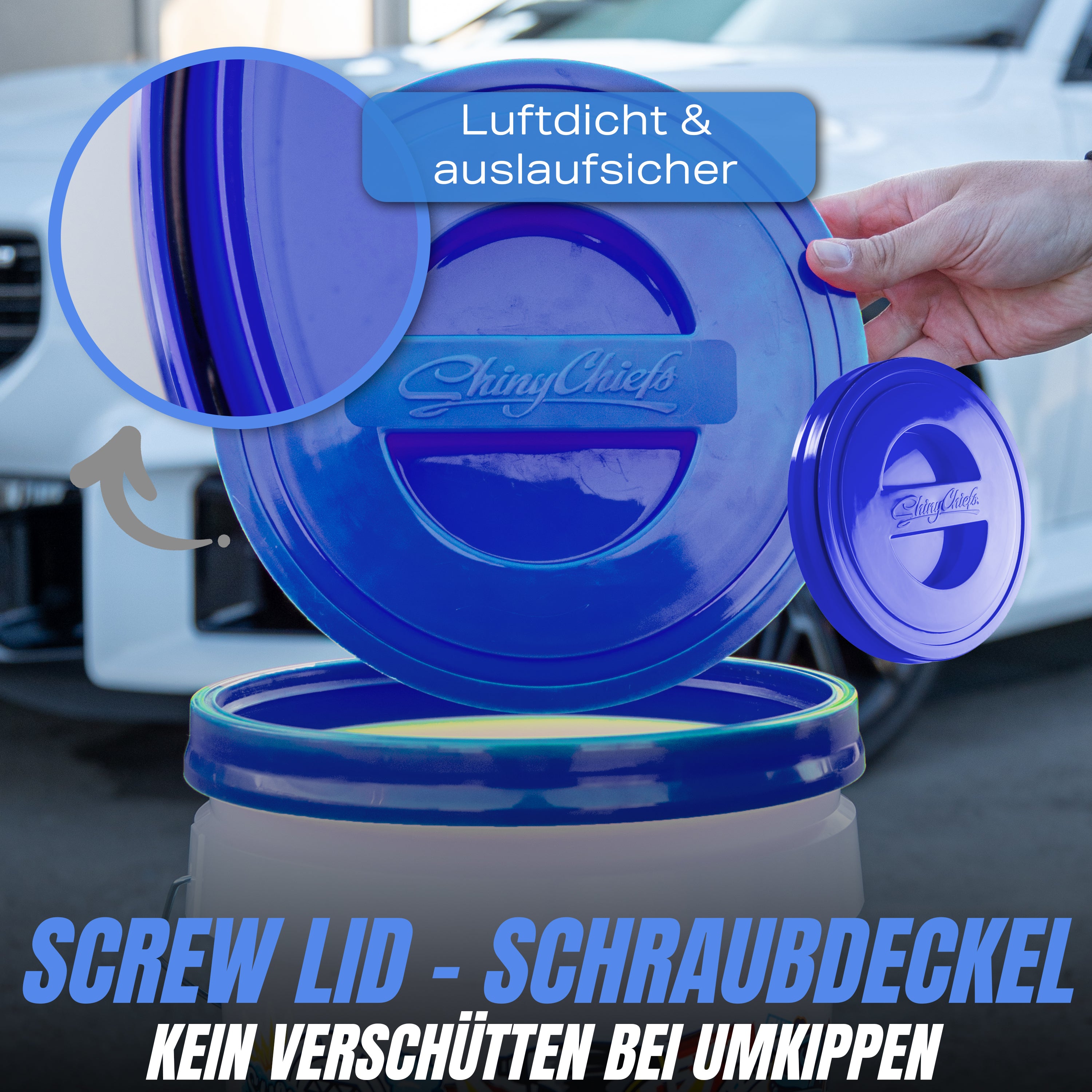 SCREW LID - SCHRAUBDECKEL - BLAU TRANSPARENT
