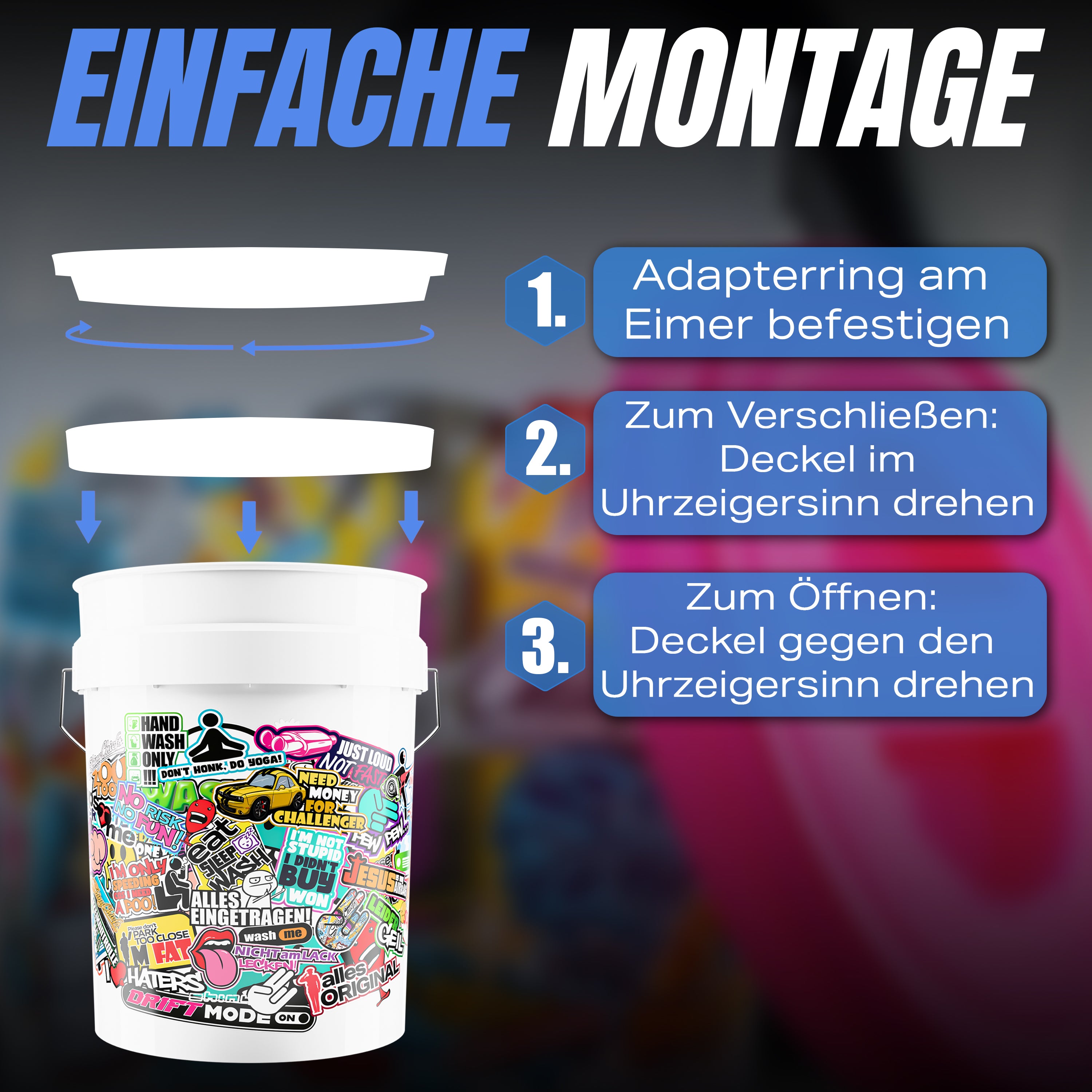 SCREW LID - SCHRAUBDECKEL - BLAU TRANSPARENT