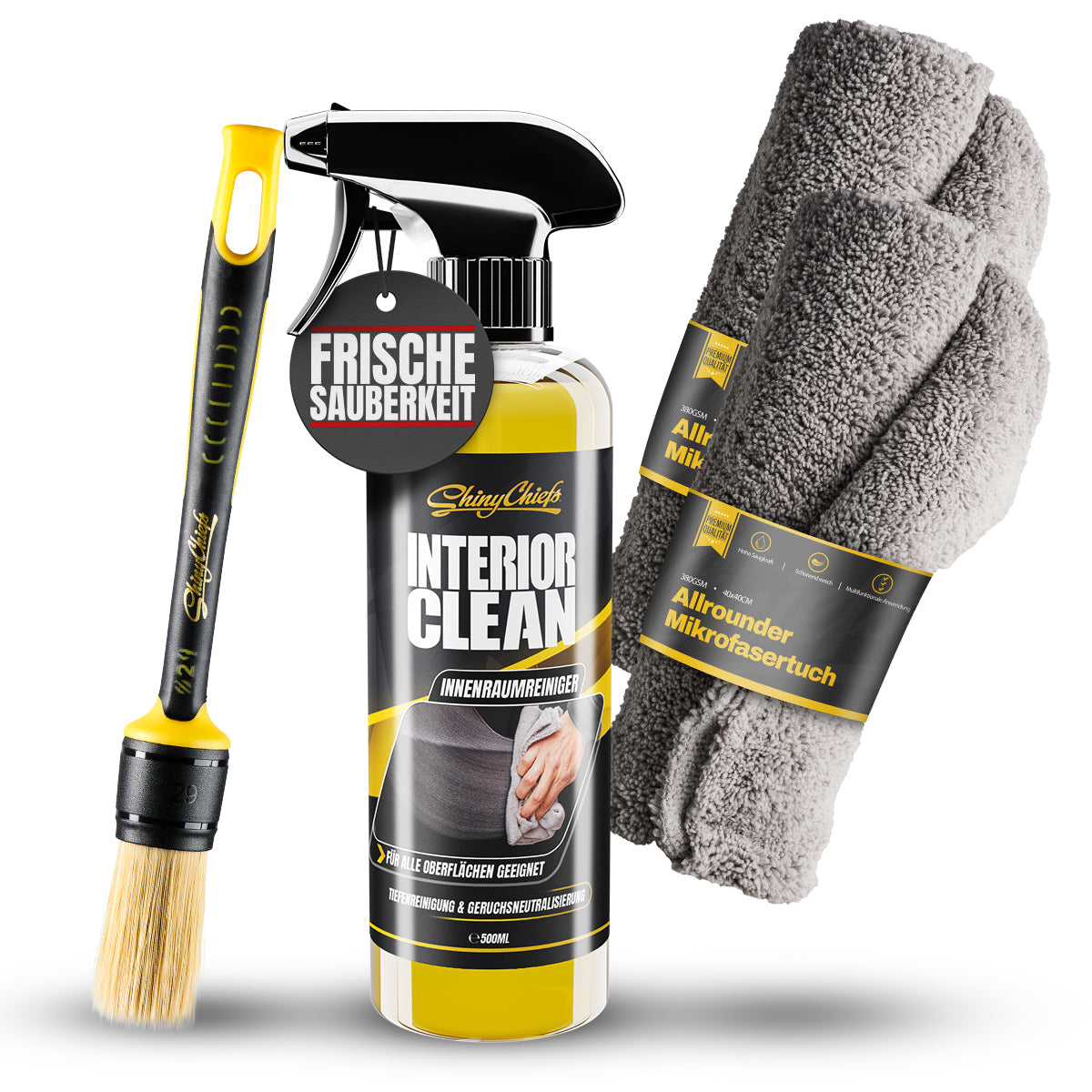 INTERIOR CLEAN - Universal Reiniger 500ml Set + DETAIL BRUSH - ULTRA SOFT PINSEL - Sunny Edition