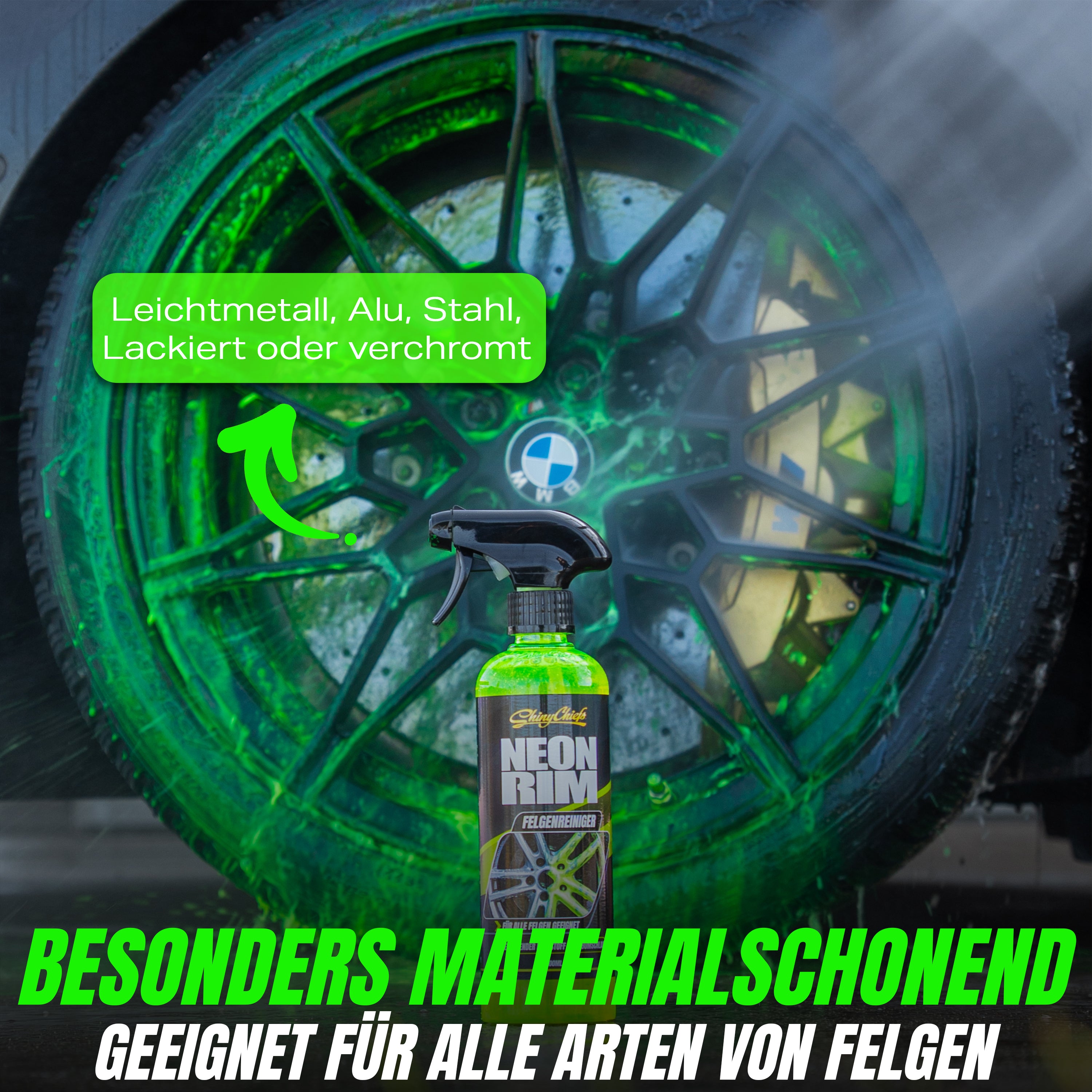 NEONRIM EXTREM Felgenreiniger 500ml + WHEELBRUSH MIKROFASER FELGENBÜRSTE FLEX