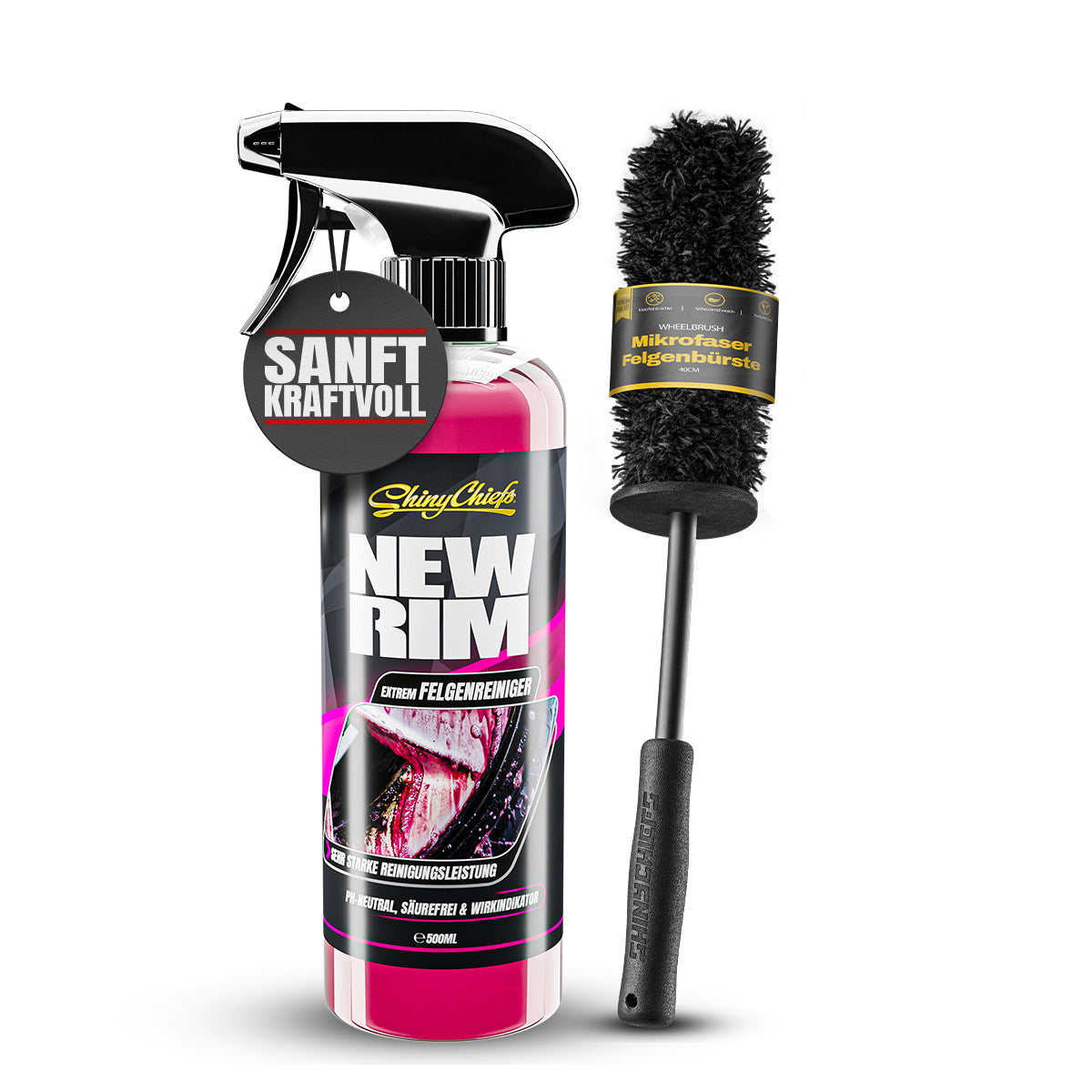 NEWRIM EXTREM - Felgenreiniger 500ml + WHEELBRUSH MIKROFASER FELGENBÜRSTE