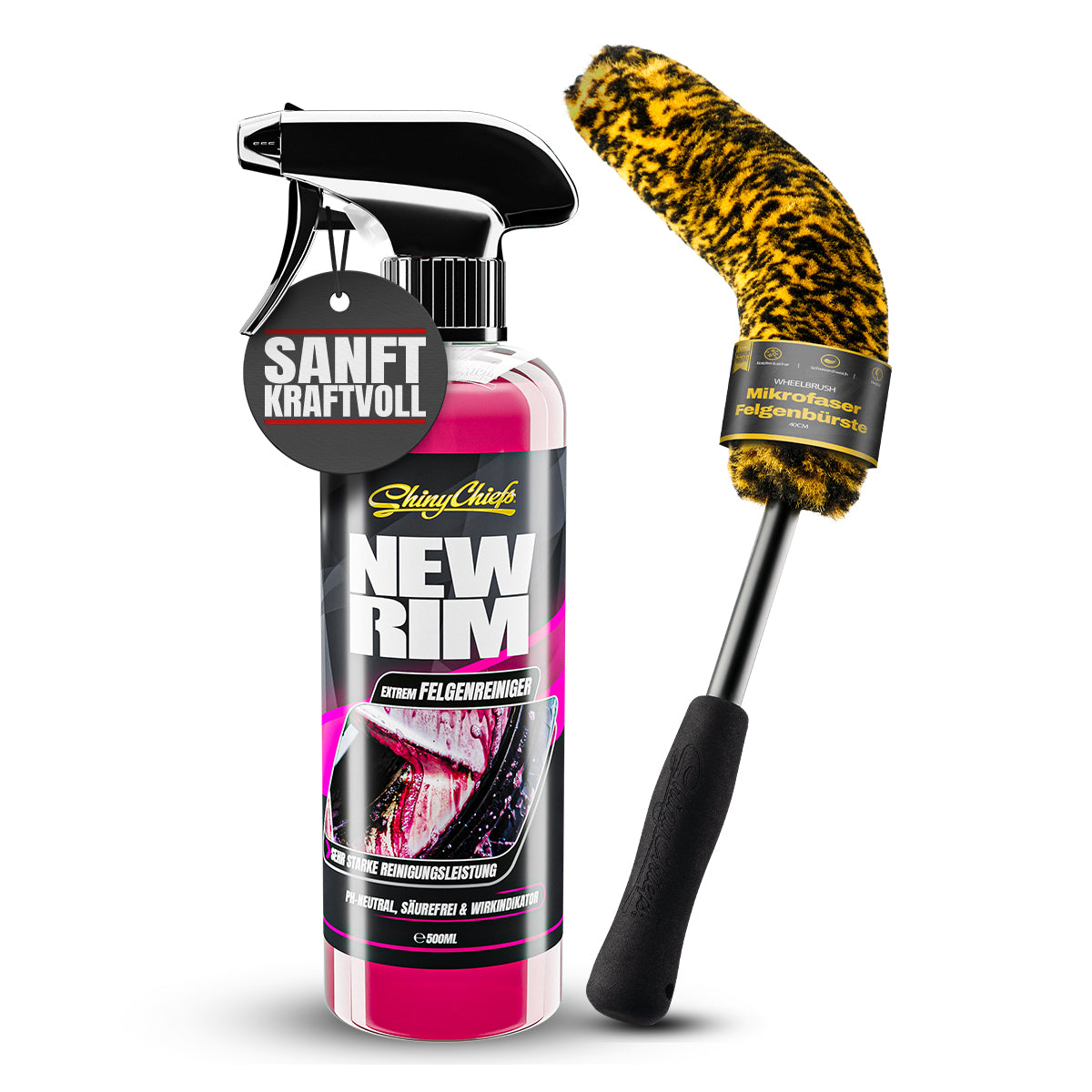 NEWRIM EXTREM - Felgenreiniger 500ml + WHEELBRUSH MIKROFASER FELGENBÜRSTE FLEX