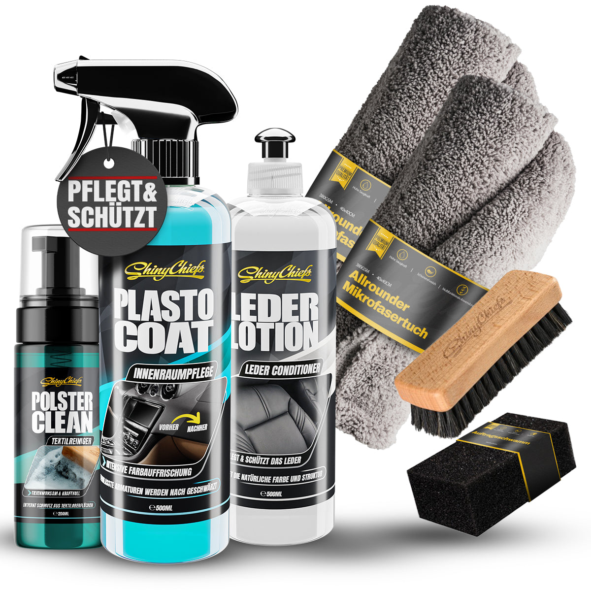 POLSTER CLEAN - TEXTILREINIGER + PLASTO COAT + LEATHER LOTION SET
