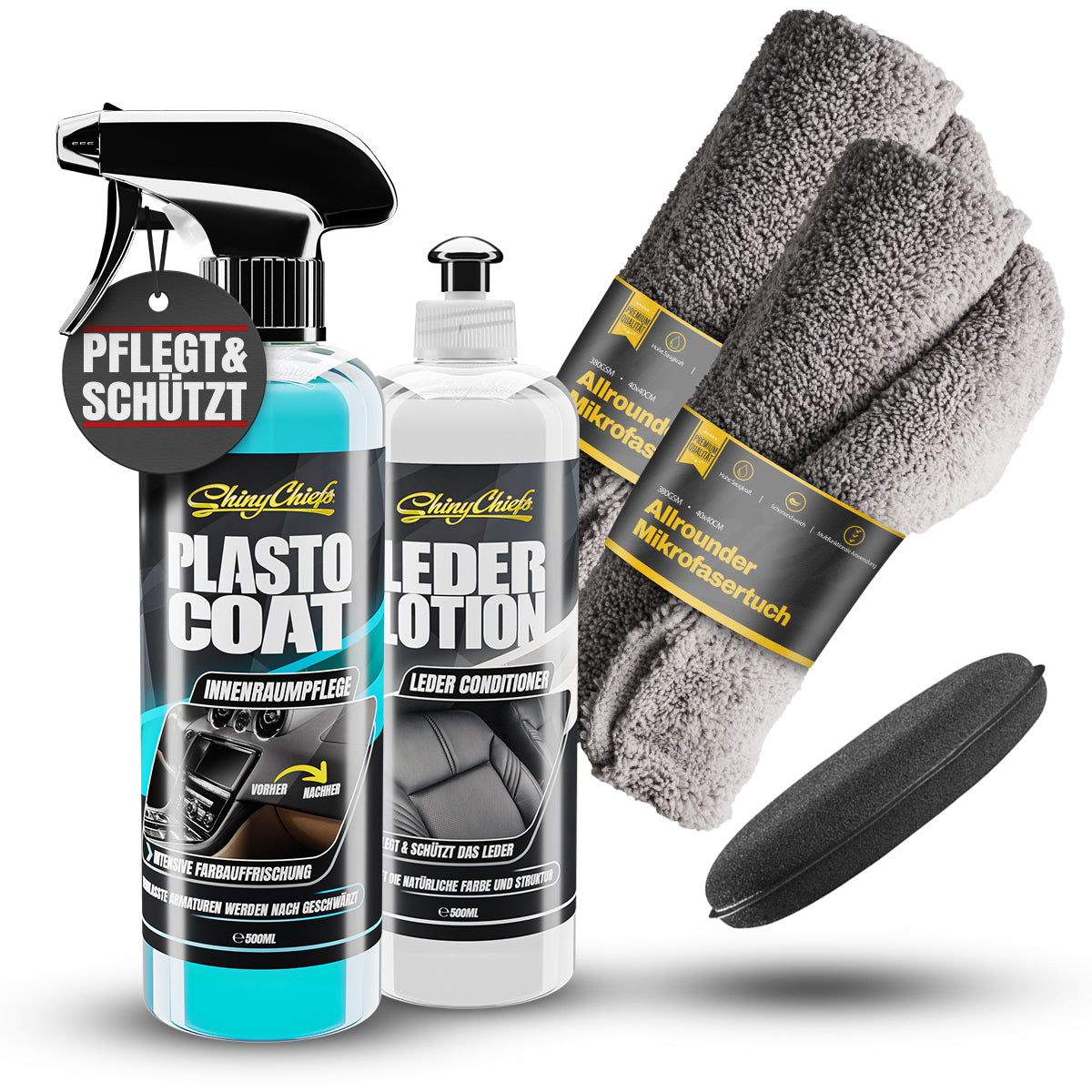 LEDER LOTION - LEDERPFLEGE 500ml + PLASTO COAT - INNENRAUMPFLEGE 500ml