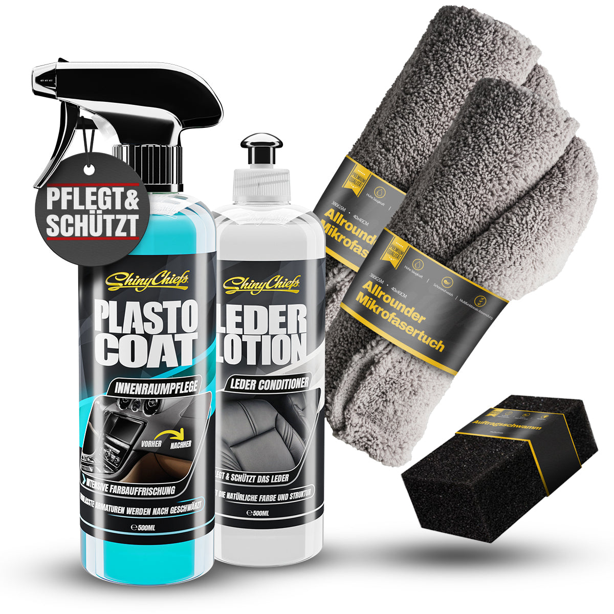 LEDER LOTION - LEDERPFLEGE 500ml + PLASTO COAT - INNENRAUMPFLEGE 500ml