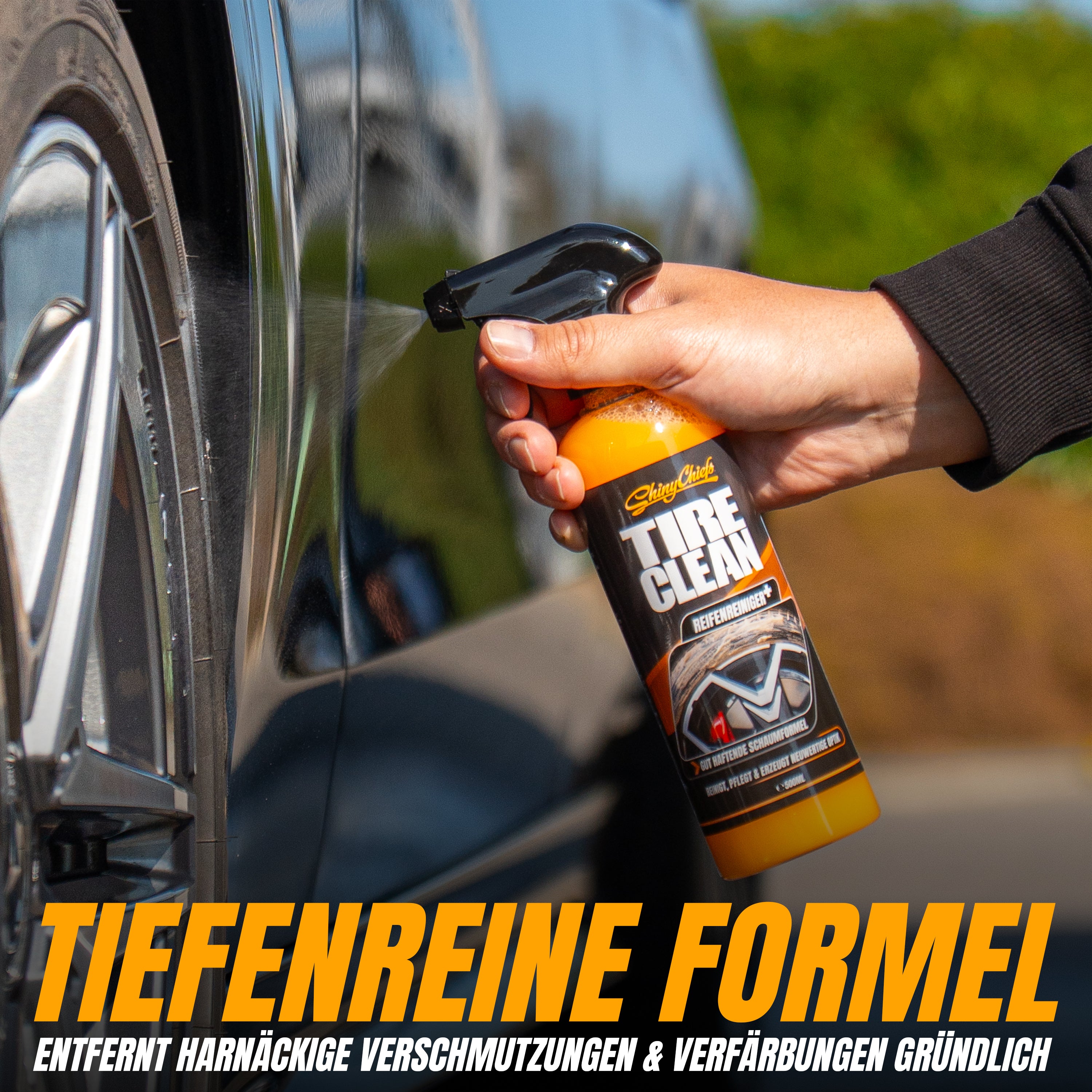 TIRE CLEAN - REIFENREINIGER & PFLEGE + REIFENBÜRSTE NATURFIBRE
