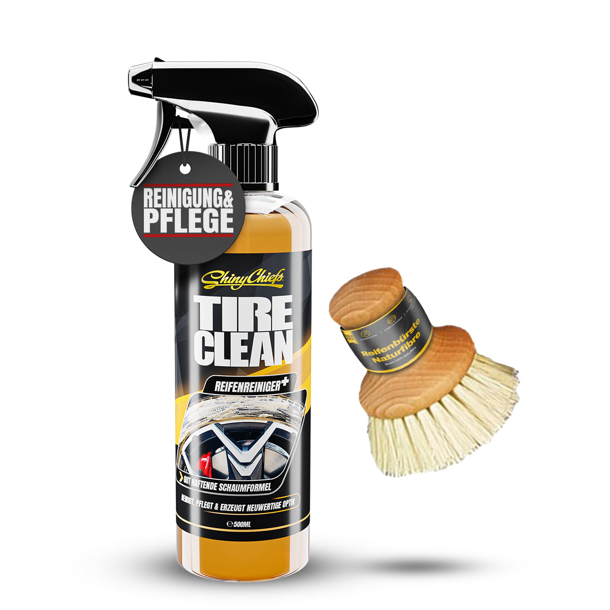 TIRE CLEAN - REIFENREINIGER & PFLEGE + REIFENBÜRSTE NATURFIBRE