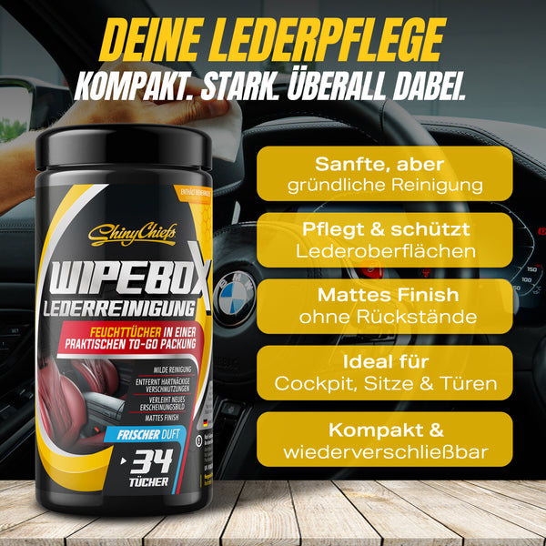 WIPEBOX - LEDER TÜCHER (34 Tücher)